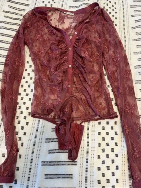 Free People Tops - NWOT Free People Lady Lux Bodysuit Mauve Layering Size Large
